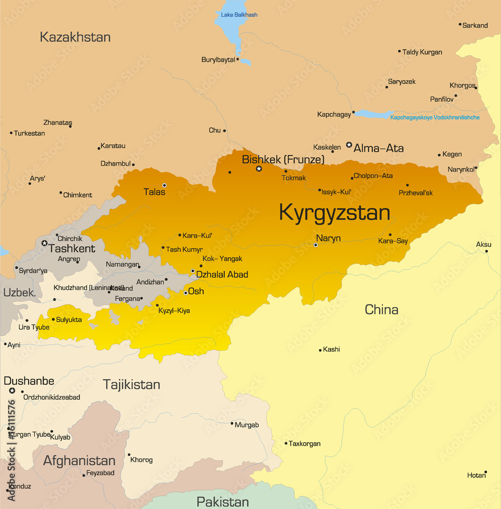 Obraz premium Vector color map of Kyrgyzstan country