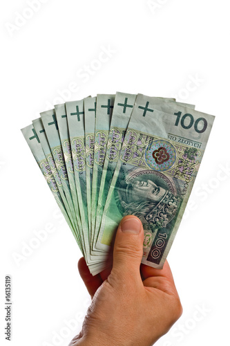 polish banknotes hundred in hands