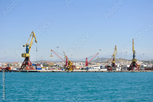 Cranes, loading equipment. Port of Heraklion, Crete.