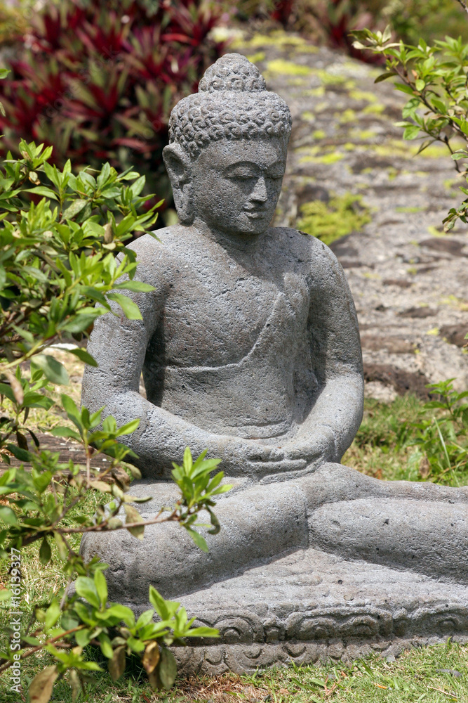 Stone Buddha Statue in Garden