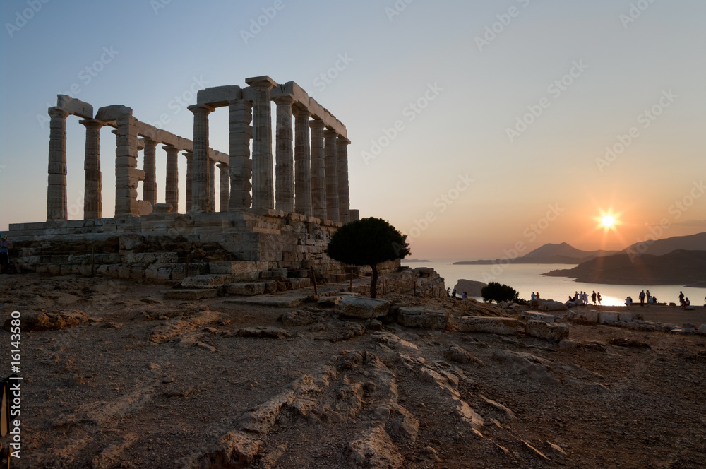 GREEK TEMPLE AT SUNSET