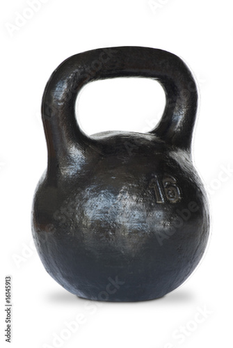 A pood kettlebell. Isolated on white with clipping path.
