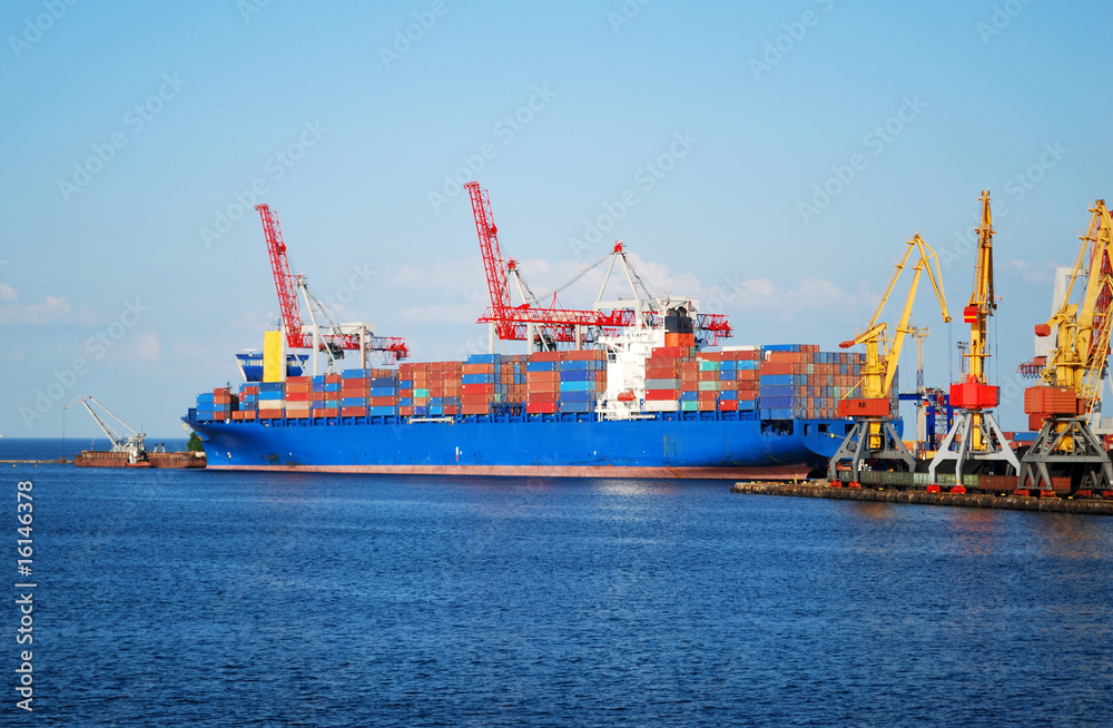 Cargo ship on loading