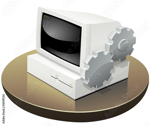 Ordinateur des années 80 et configuration (détouré)