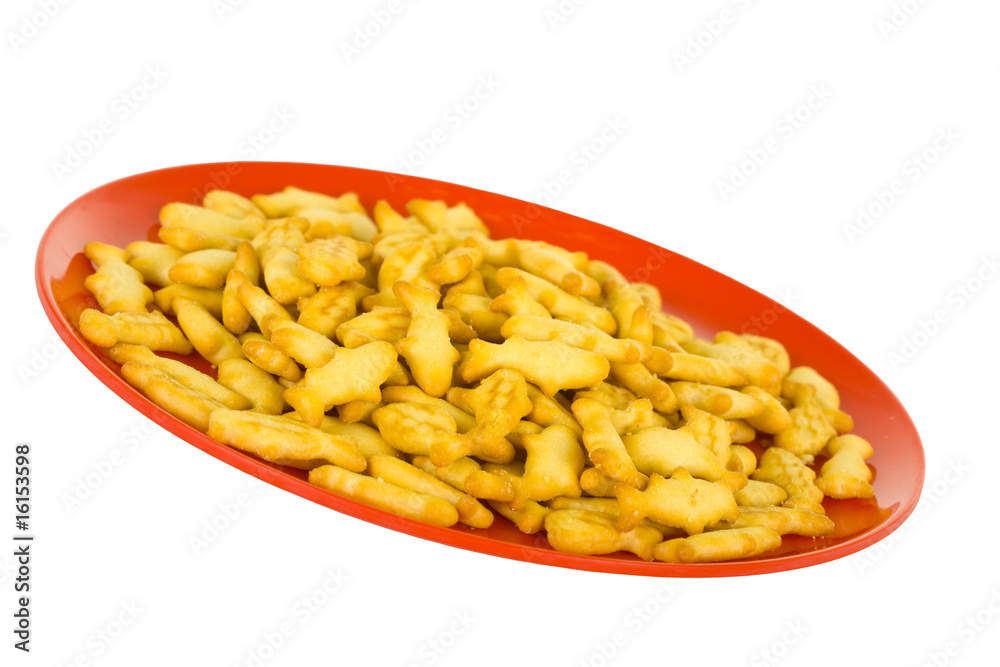 Little Crackers on Red Plate Little Crackers on Red Plate