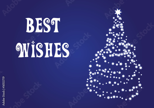 Best wishes, christmas vector card - with a christmas tree