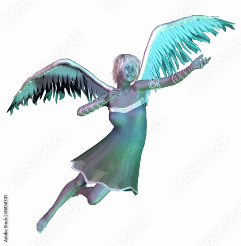 Bild auf Leinwand Angel silver-green 2