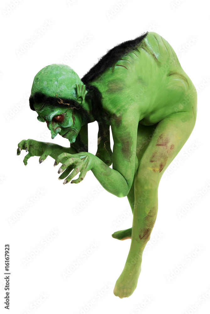 Fototapeta premium Green looking witch like creature