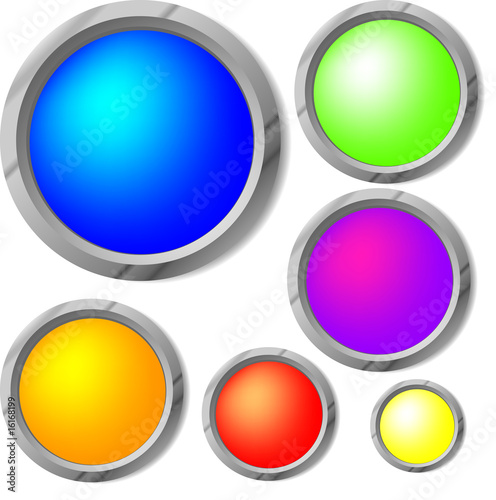 glossy buttons in vector, contains gradient mesh elements