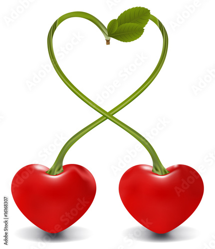 cherry heart in vector, contains gradient mesh elements