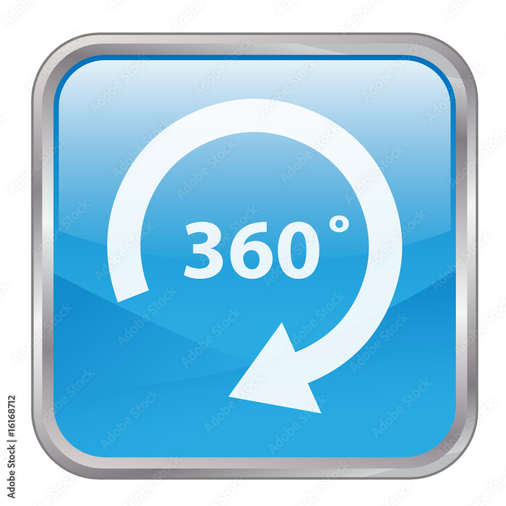 Square vector button with 360 Degree Symbol Square vector button with 360 Degree Symbol