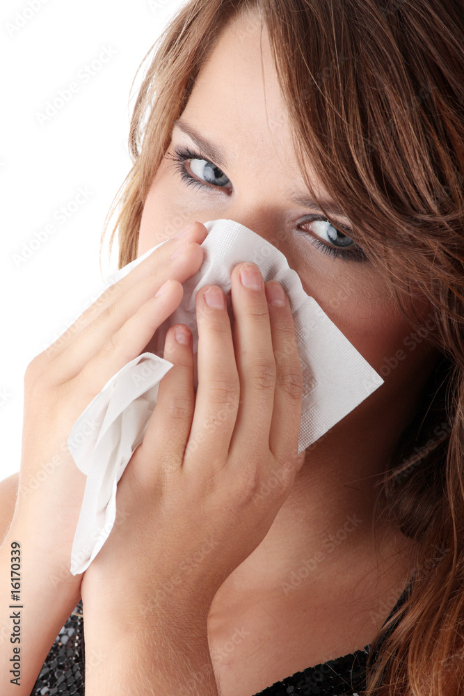 Young brunette woman having a cold Young brunette woman having a cold