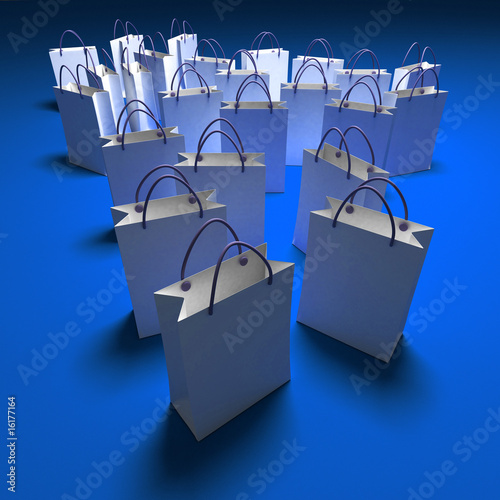 Shopping bags on red background