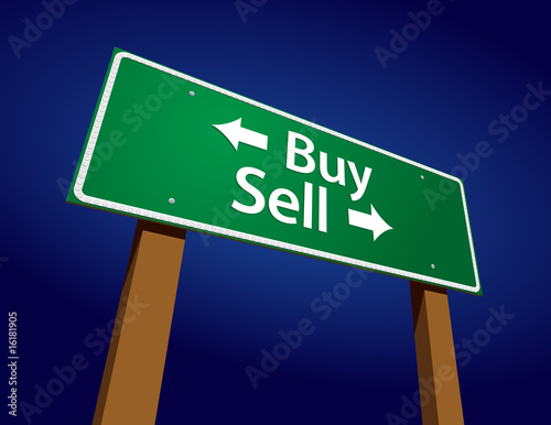 Buy, Sell Green Road Sign Vector Illustration