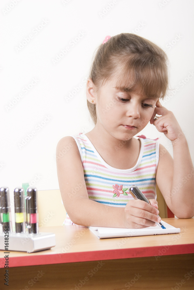 Beautiful caucasian girl learning Beautiful caucasian girl learning