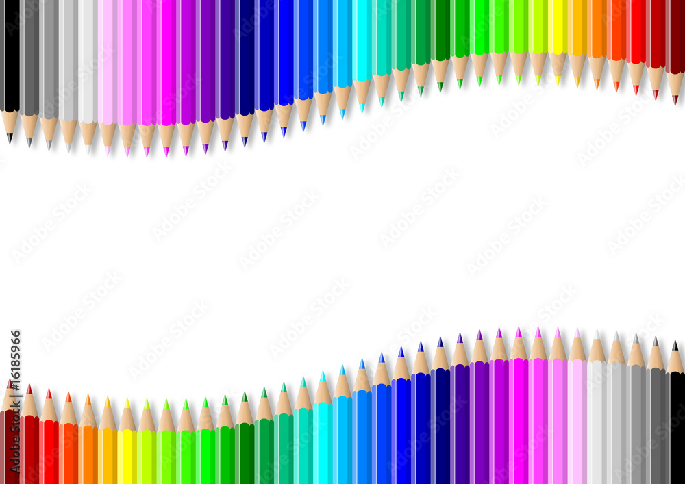 Illustrazione Stock Matite colorate sfondo arcobaleno