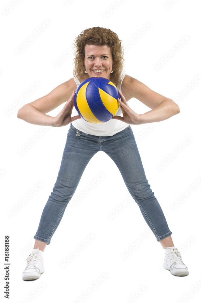 woman with colored ball