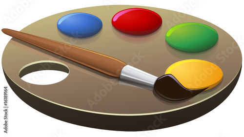 Palette d'artiste peintre en couleur (détouré)