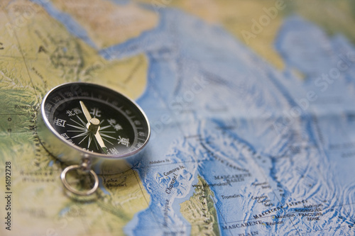 Chinese Compass on Map
