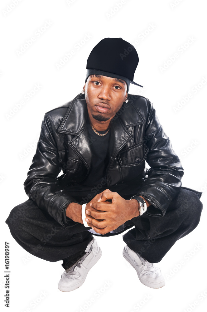 Cool hip-hop young man on white Cool hip-hop young man on white