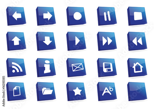 icons 3d square blue