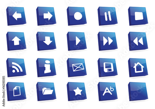 icons 3d square blue