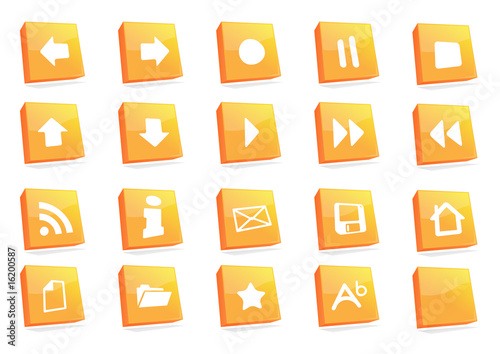 icons 3d square orange