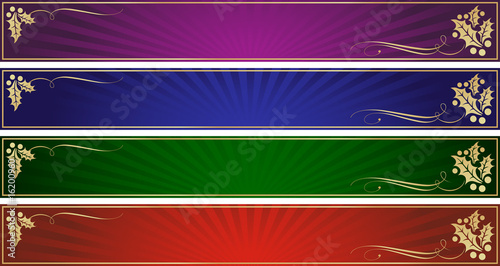Leaderboard (728 x 90) - Christmas Banner Ad Set with Holly.