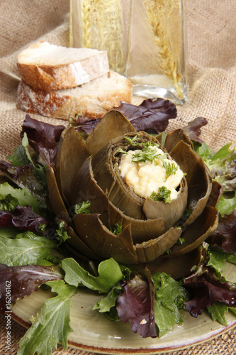 Steamed Artichoke stuffed with Hollandaise sauce