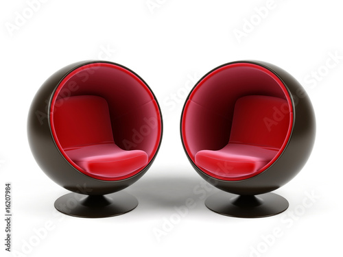 Two chairs isolated on white background. 3d rendering