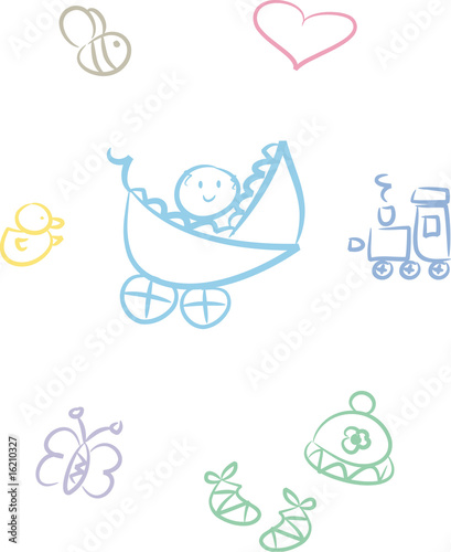 Clipart-Set: Baby, Spielzeug und Tiere