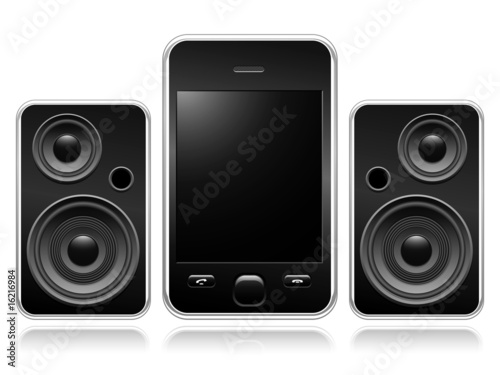 Mobile phone with portable speakers