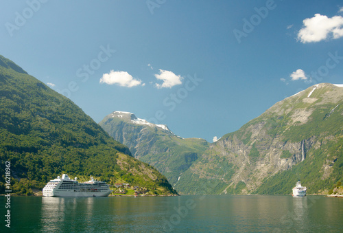 Two cruisers in Norwegian fjord