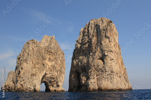 Sea level view of the Faraglioni in Capri, Naples