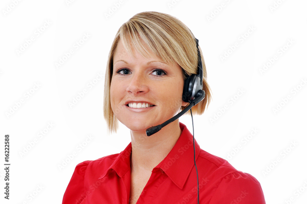 Female Customer Service Representative with Headset Female Customer Service Representative with Headset