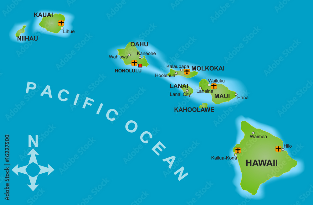 Karte Hawaii Stock-Vektorgrafik  Adobe Stock