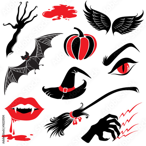 Vector Halloween design elements with scary symbols