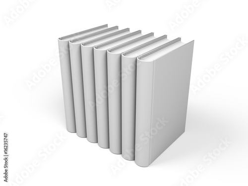 Row of books isolated over a white background