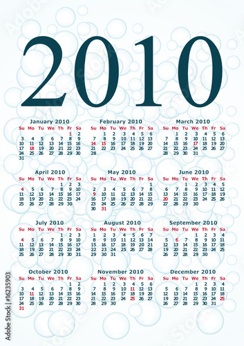 Sweet blue bubbles 2010 calendar