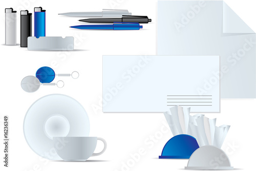 Corporate identity elements on a white background.