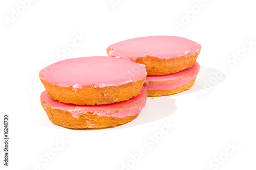 Pink glazed cookies stacked photo