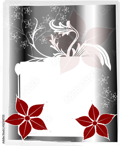 Briefpapier Karte grau silber Floral
