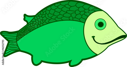 Green fish on white background