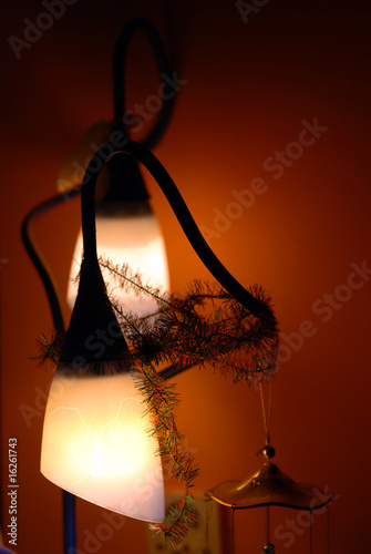 Lamps with christmas decorations