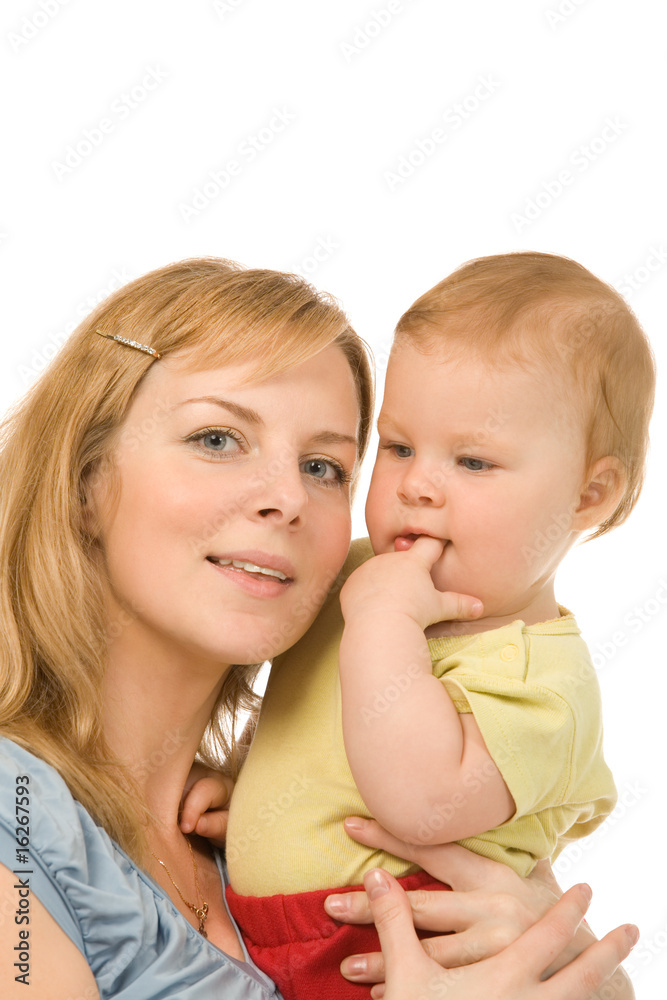 closeup portrait of the mother with young daughter closeup portrait of the mother with young daughter