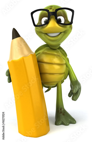 Tortue avec un crayon photo