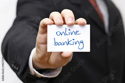 Karte oder Schild mit online banking