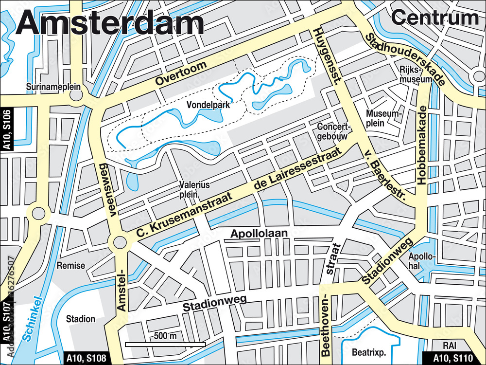 Stadtplan Amsterdam, Niederlande, Innenstadt