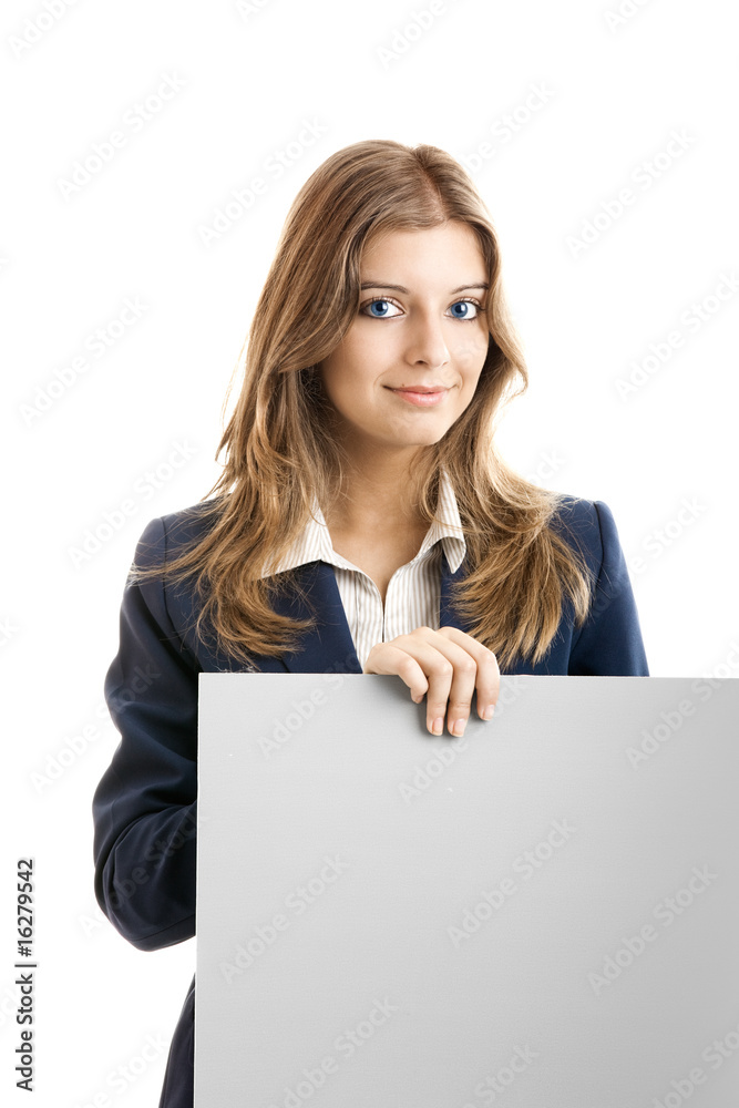 Business Woman holding a billboard Business Woman holding a billboard