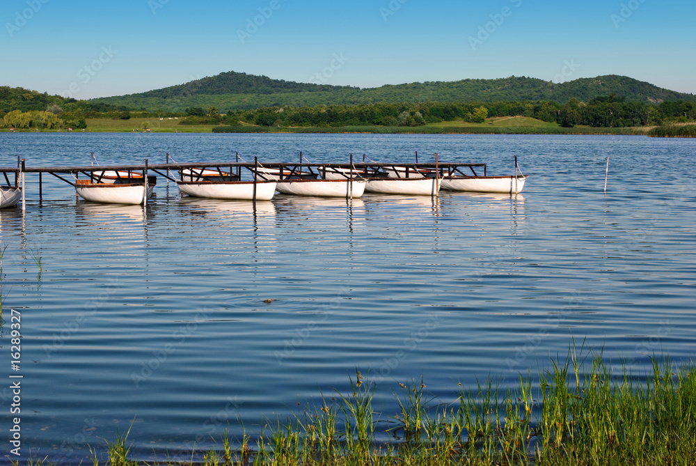Lake with boats